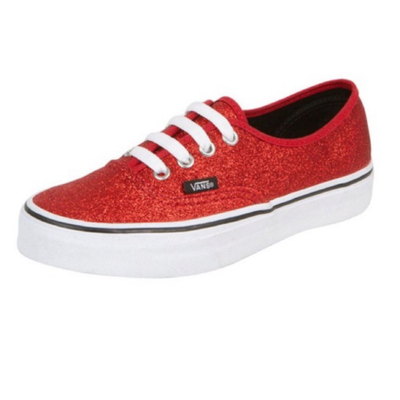 Vans Shoes - VANS Authentic Ruby Red Glittering Lace Up Sneaker Shoe Women sz 8 Men 6.5